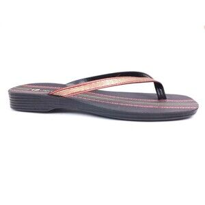 aeroblu Thong Flip Flop Sandals Metallic Glitter Straps Size 41 US 10.5 Gold Red